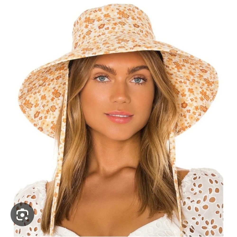 Lack Of Color Floral Sun Hat in Cream and Mustard